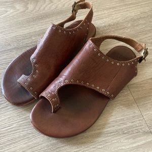 Bed Stu Studded Brown Leather Sandals, Size 6.5